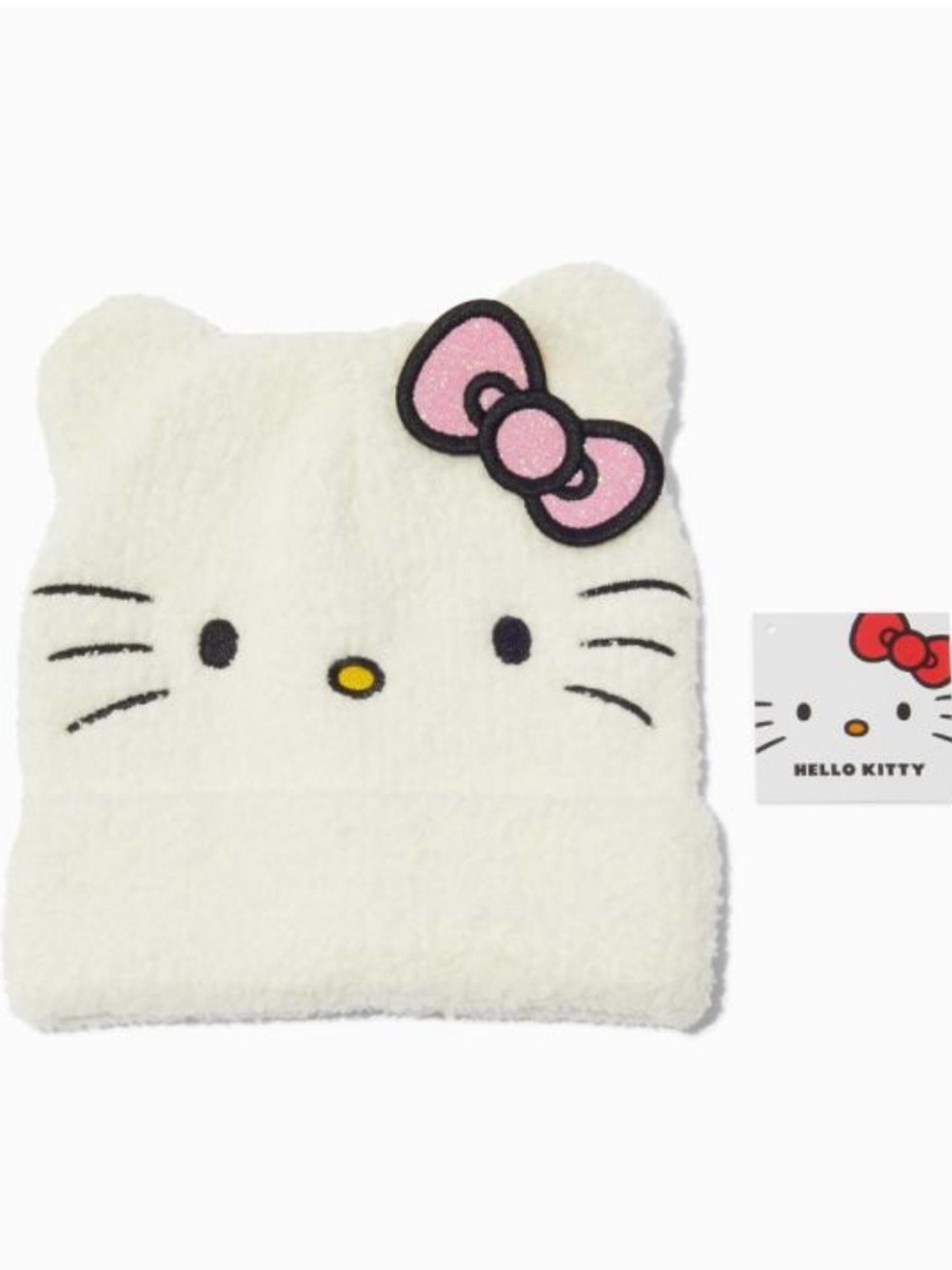 Hello Kitty Cream Hat with Pink Bow - Beanie New with Tags One Size